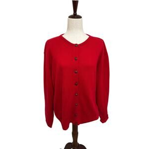 PENDLETON Sweater Women Large Cardigan Red 100% Lambs Wool Metal Buttons Soft XL